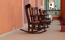 Traditional rocking chairs.